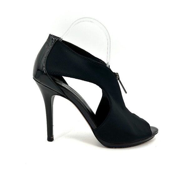 DONALD J. PLINER Black Parvis Zip Up Peep Toe High Heels Shoes Size 8.5 - Picture 1 of 11